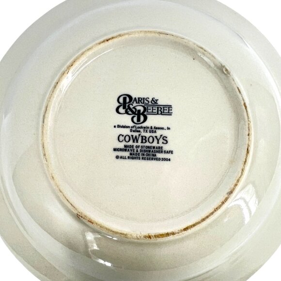 Paris & BeeBee Cowboy Vegetable Serving Bowl Stoneware Western Scene 2004 - Picture 3 of 7